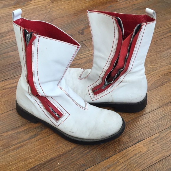 Miss Sixty Shoes - Miss Sixty white and red mod mid-boots. Sz 39